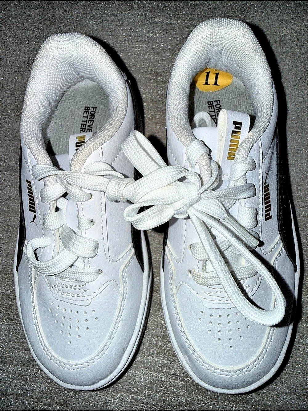 PUMA Caven 2.0 Kids Sneakers White Black Gold Size 11 – New No Box